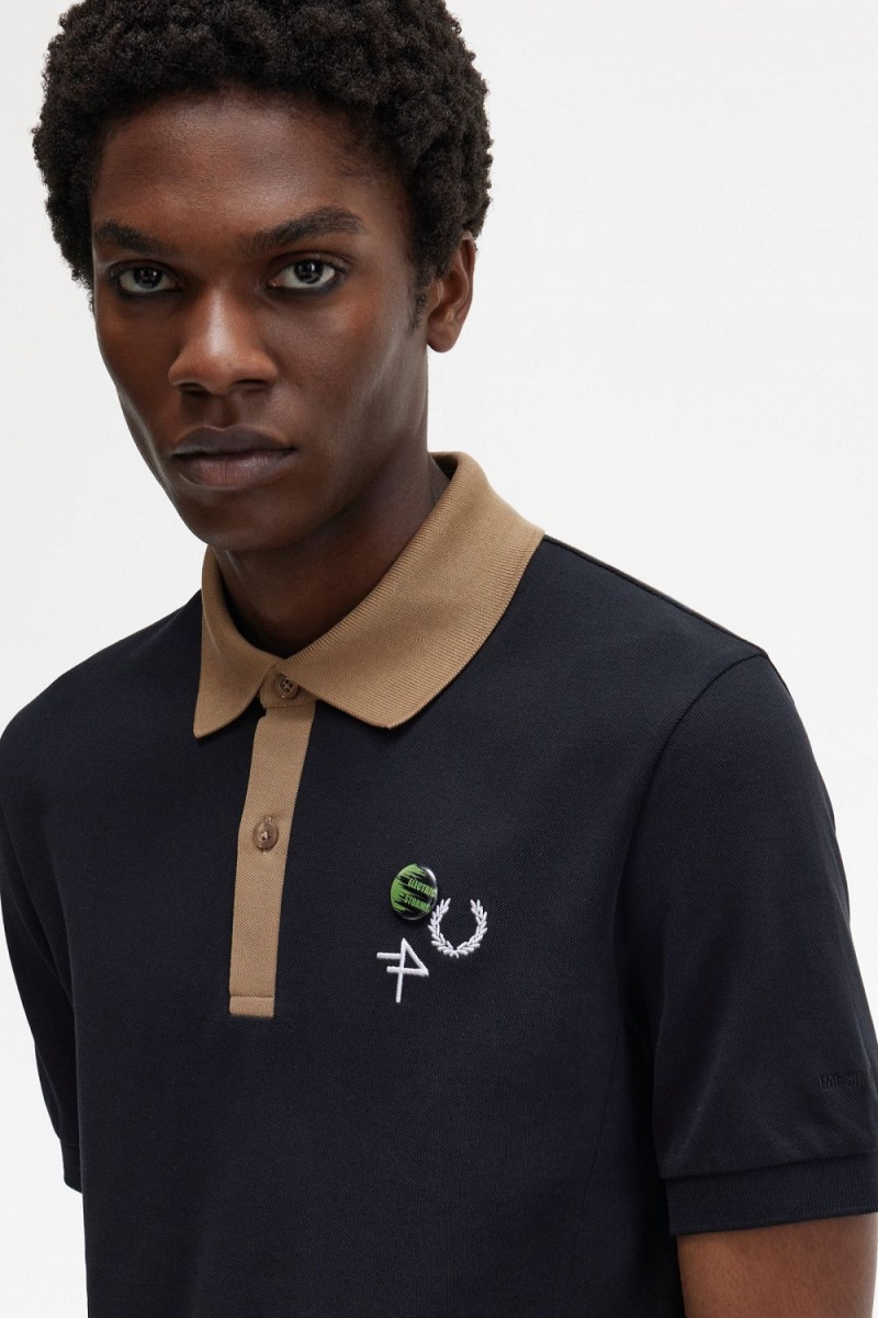 Fred Perry Contrast Collar Men's Polo Shirt Black | WTYRL1472