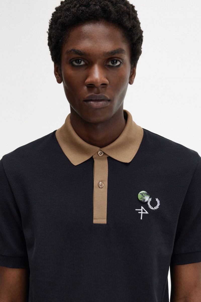 Fred Perry Contrast Collar Men's Polo Shirt Black | WTYRL1472