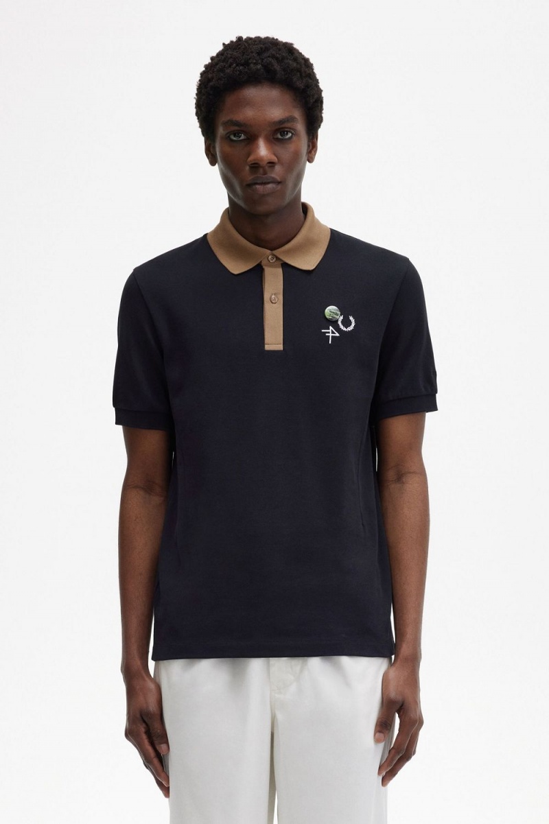 Fred Perry Contrast Collar Men\'s Polo Shirt Black | WTYRL1472