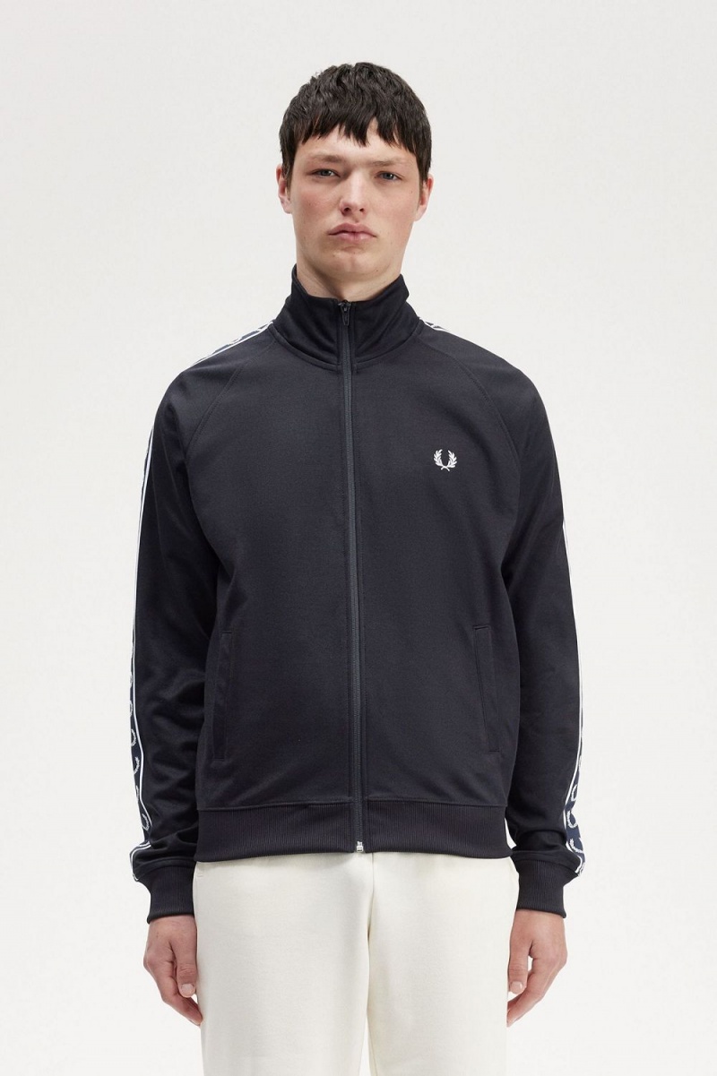 Fred Perry Contrast Tape Men\'s Track Jackets Navy Navy | EYZSJ5862