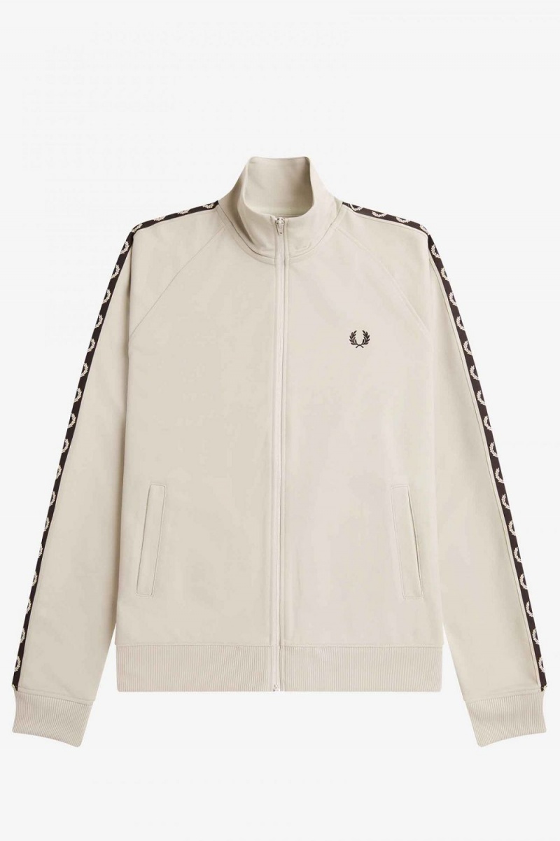 Fred Perry Contrast Tape Men's Track Jackets Light Mint Black | TCSOY8127