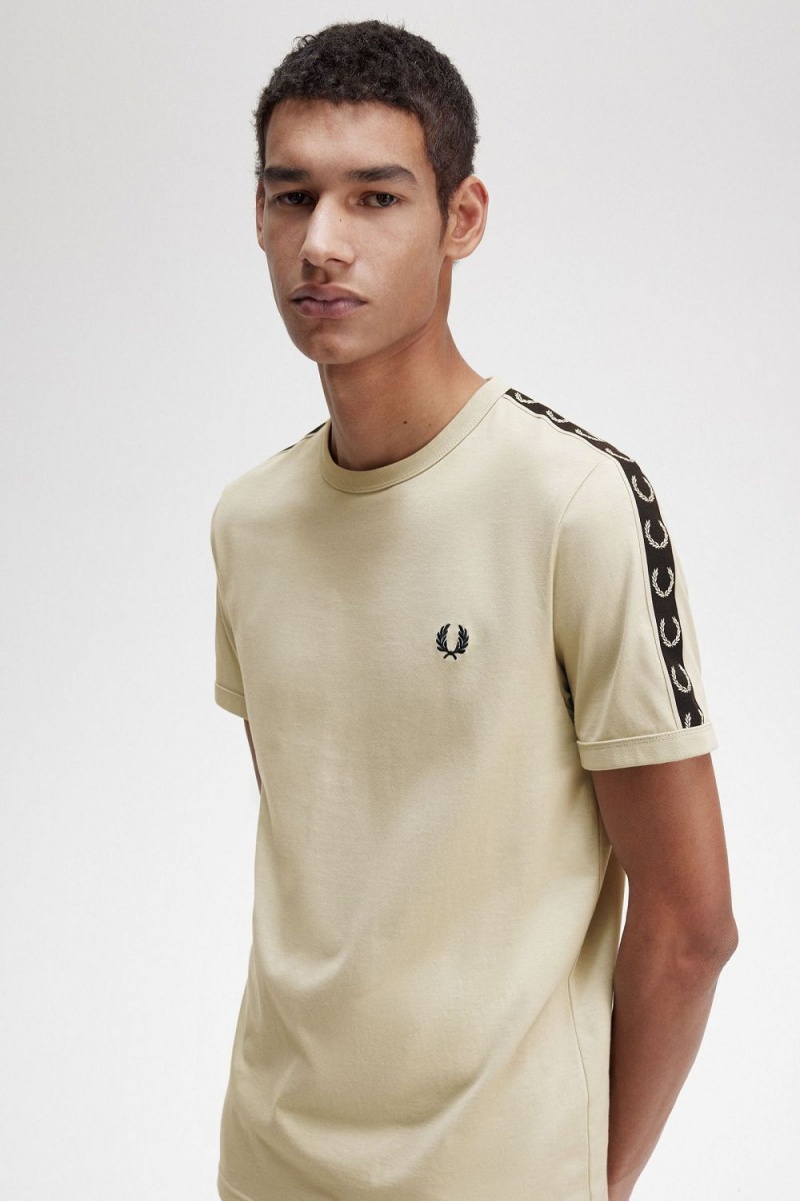 Fred Perry Contrast Tape Ringer Men's T-Shirt Light Mint Black | OBDZG6390