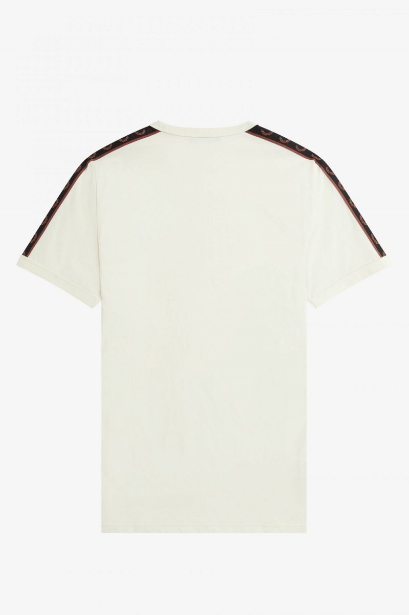 Fred Perry Contrast Tape Ringer Men's T-Shirt Beige Whisky Brown | DPZGL2906