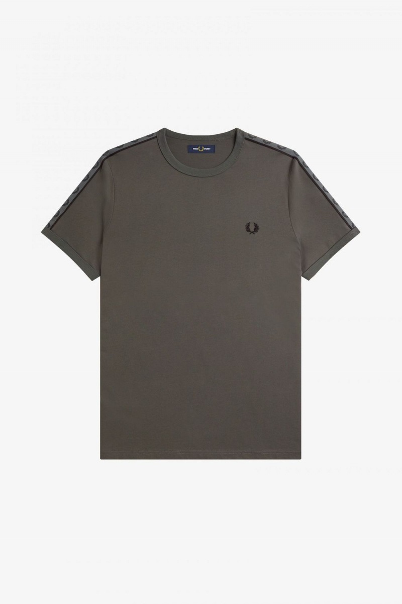 Fred Perry Contrast Tape Ringer Men's T-Shirt Field Green Field Green | MEADP0814