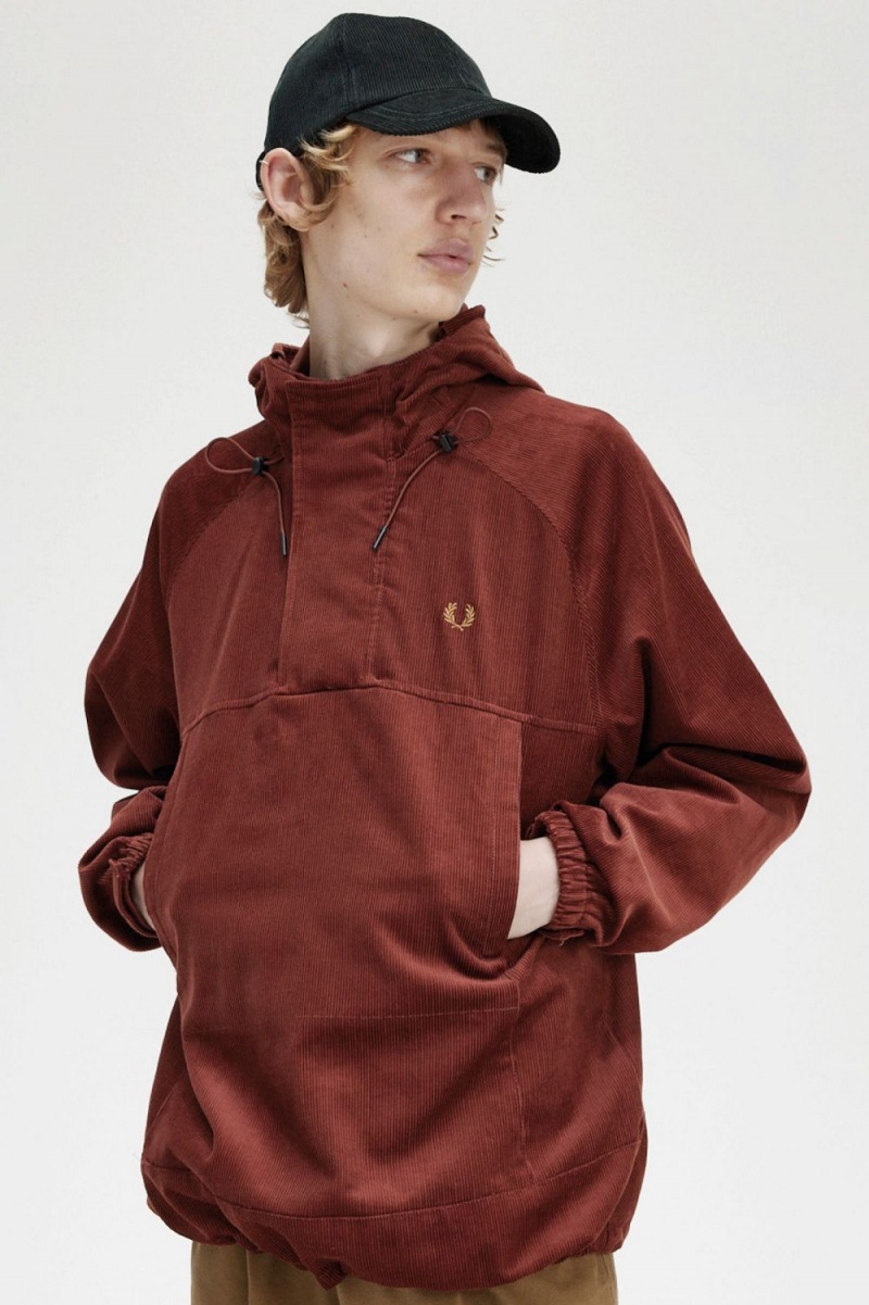 Fred Perry Cord Overhead Men's Jackets Whisky Brown | EACUN5623