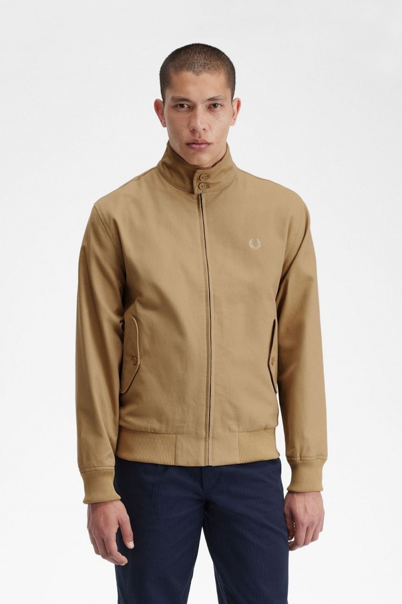 Fred Perry Corduroy Harrington Men's Jackets Green | KWNEO9627