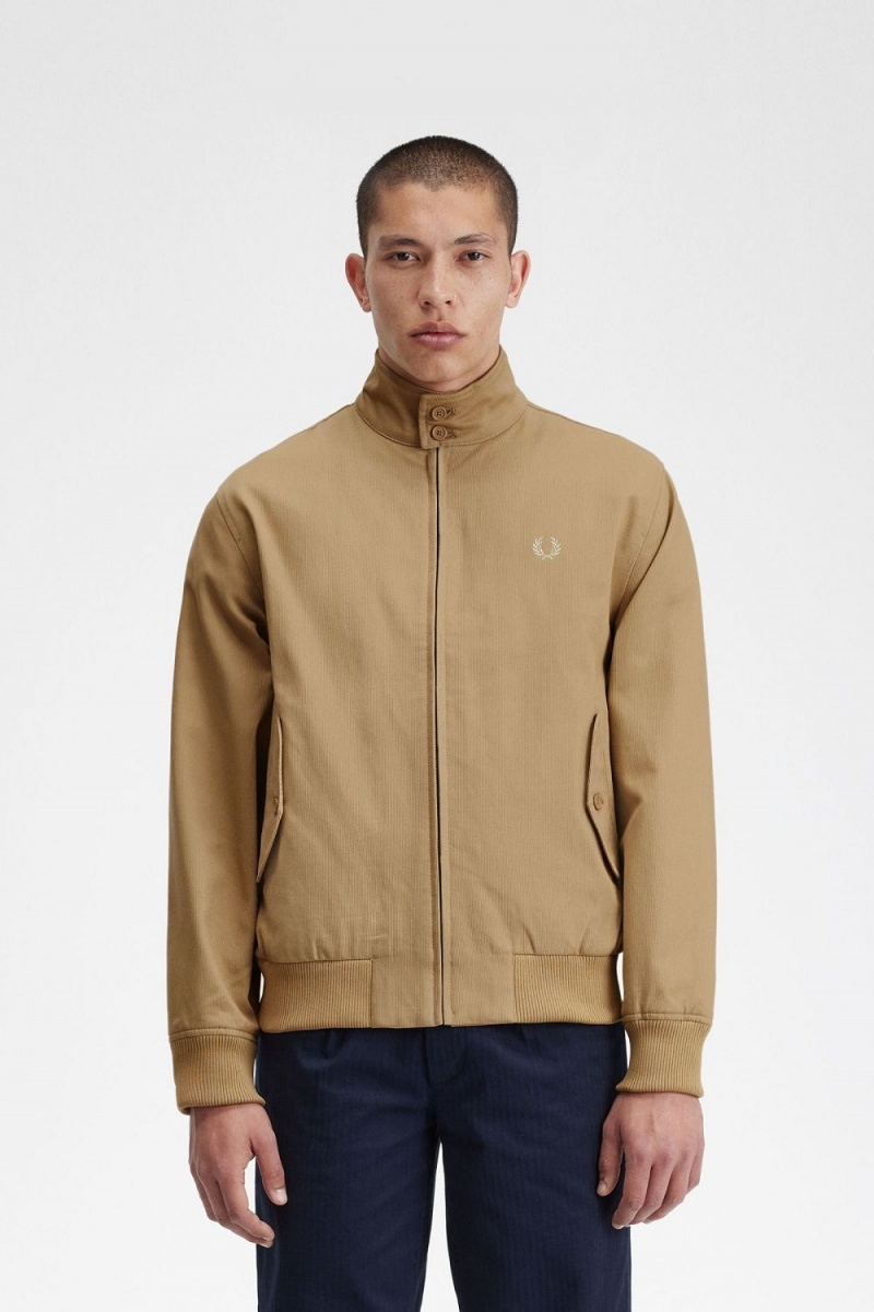 Fred Perry Corduroy Harrington Men\'s Jackets Green | KWNEO9627