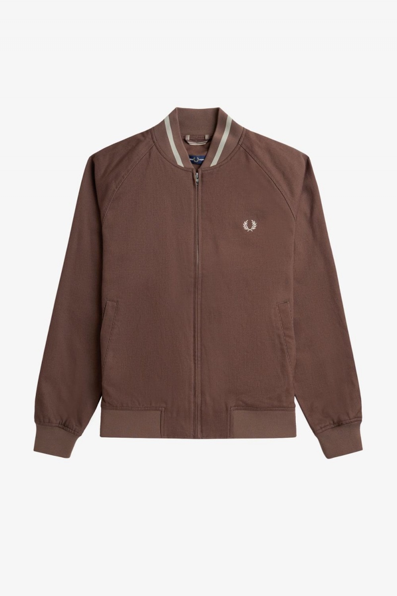 Fred Perry Corduroy Tennis Bomber Men's Jackets Dark Red | LWXJZ0861