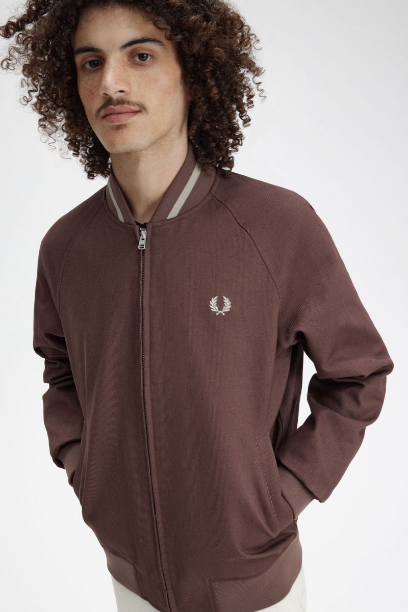 Fred Perry Corduroy Tennis Bomber Men's Jackets Dark Red | LWXJZ0861