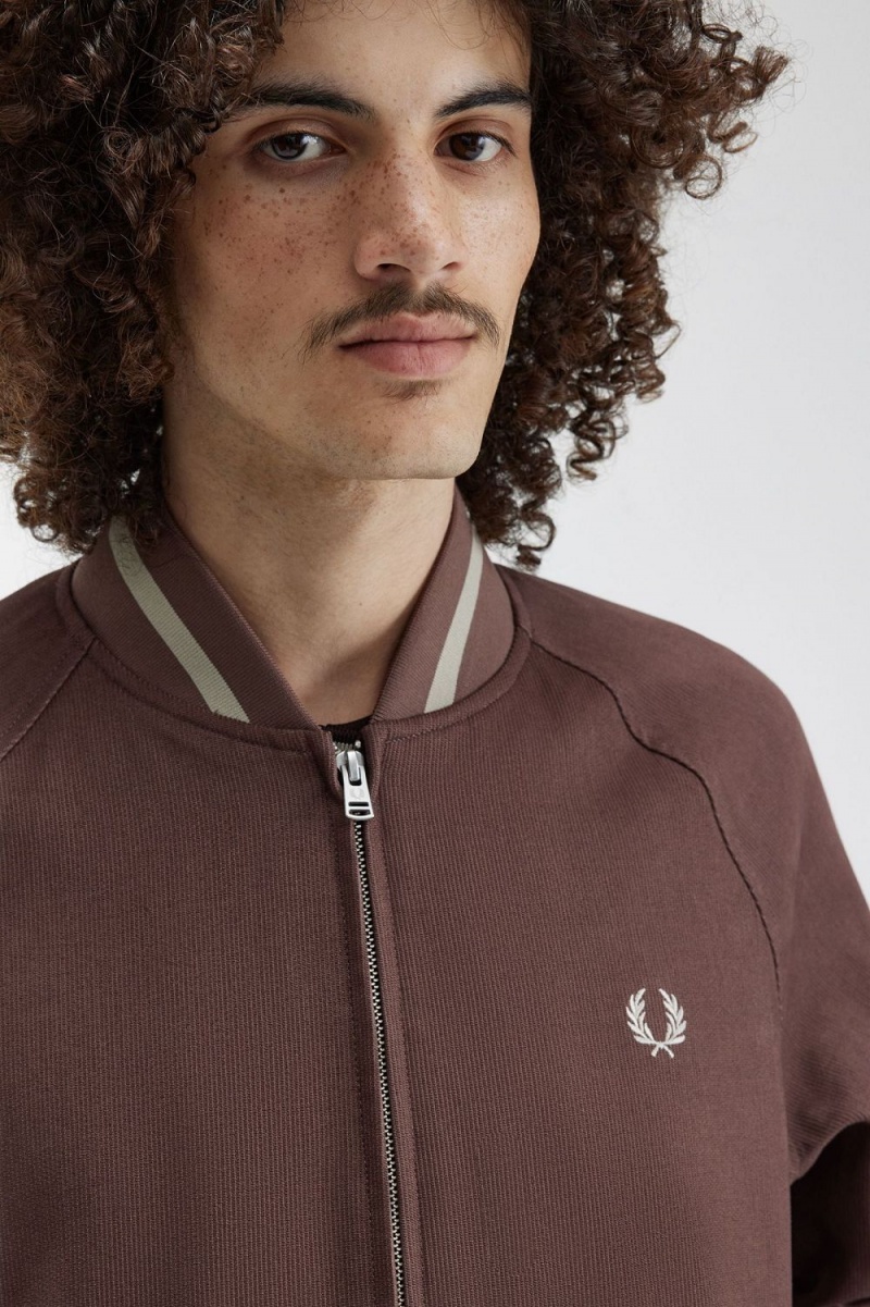 Fred Perry Corduroy Tennis Bomber Men's Jackets Dark Red | LWXJZ0861