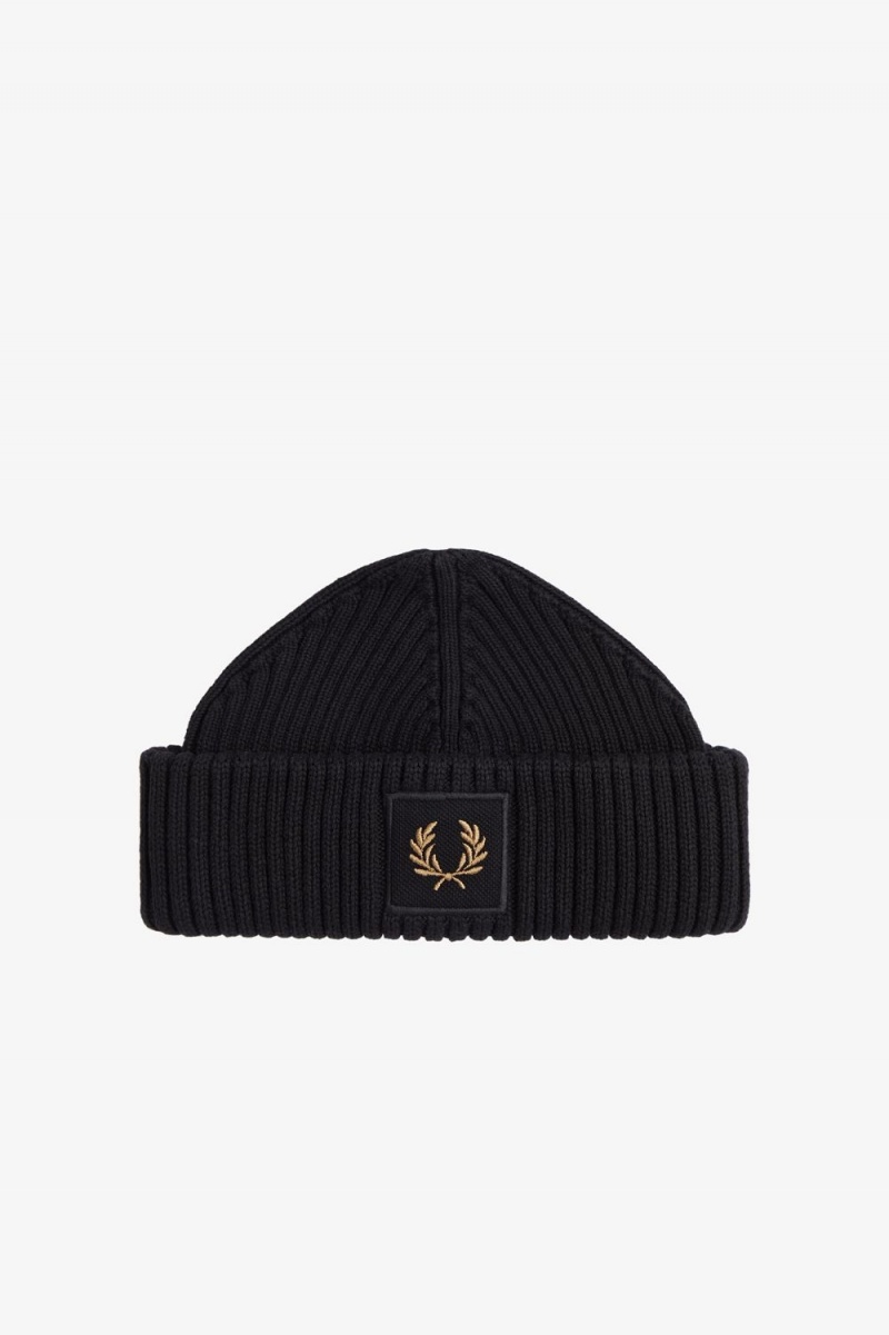 Fred Perry Cotton Rib Men's Caps Black Green | BWQZP9450