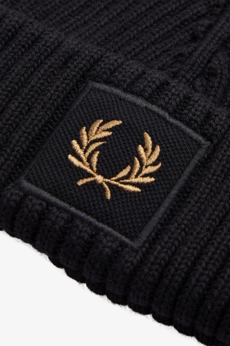 Fred Perry Cotton Rib Men's Caps Black Green | BWQZP9450