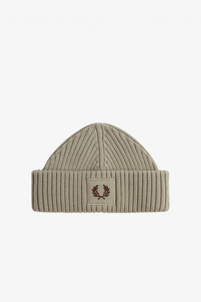 Fred Perry Cotton Rib Men\'s Caps Warm Grey Dark Red | OIXTC6593