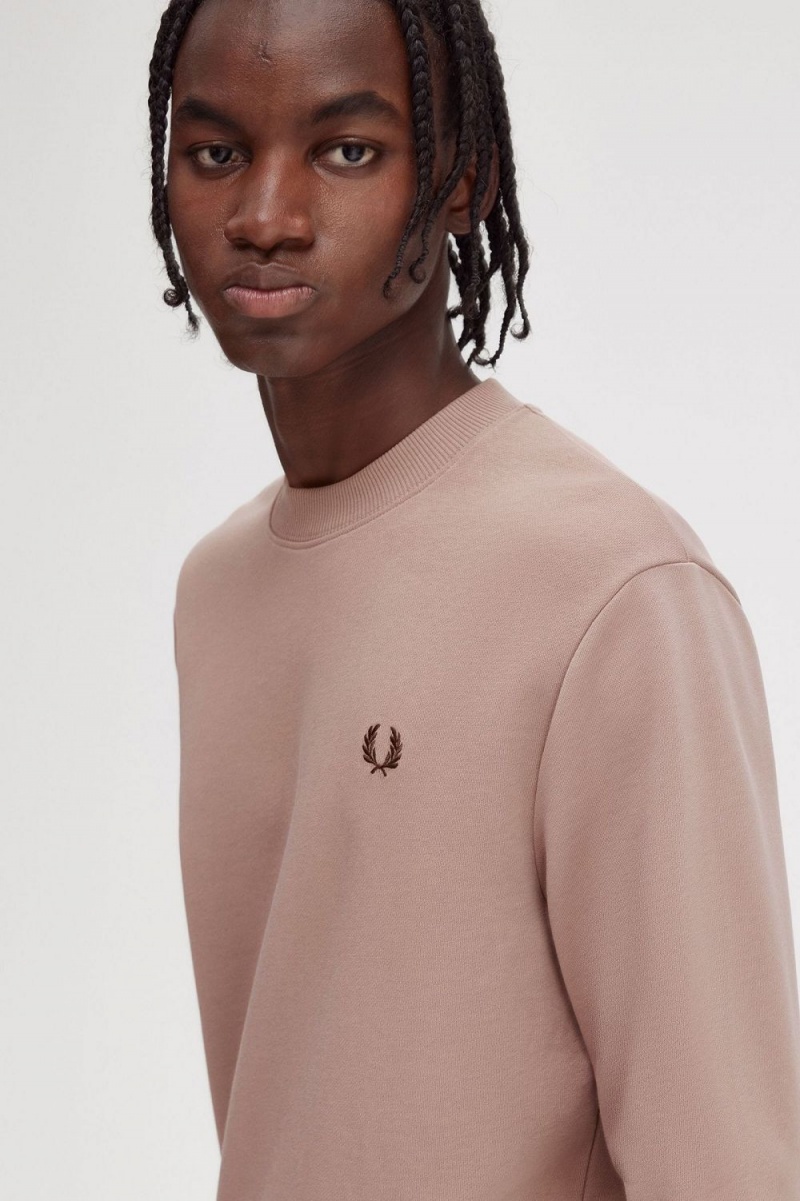 Fred Perry Crew Neck Men's Sweatshirts Dark Pink | PBGNV7602