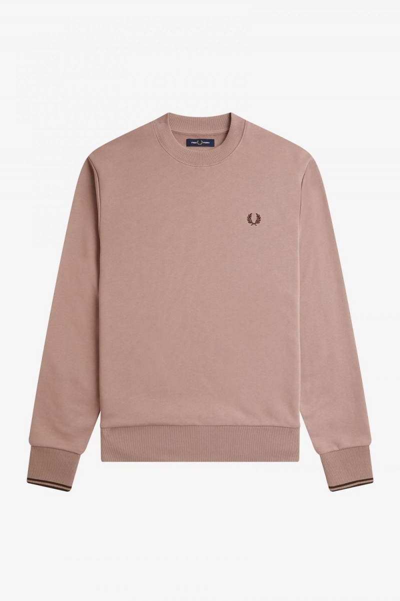 Fred Perry Crew Neck Men's Sweatshirts Dark Pink | PBGNV7602