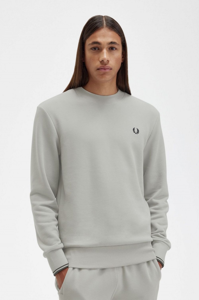 Fred Perry Crew Neck Men's Sweatshirts Grey | ZITHA4281