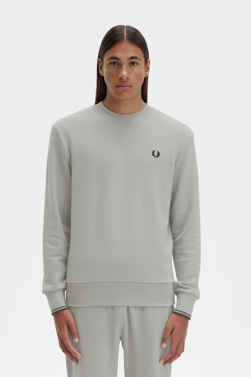 Fred Perry Crew Neck Men\'s Sweatshirts Grey | ZITHA4281