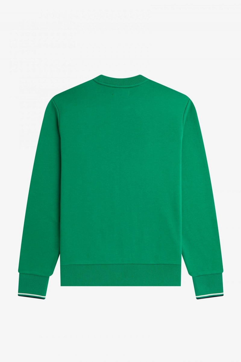 Fred Perry Crew Neck Men's Sweatshirts Green | XVAPS2781