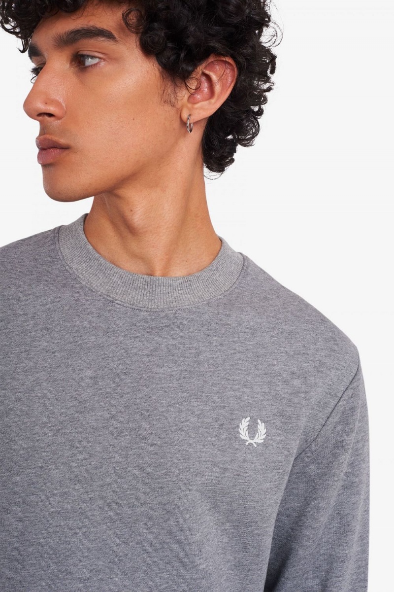 Fred Perry Crew Neck Men's Sweatshirts Grey | SDJZX2618