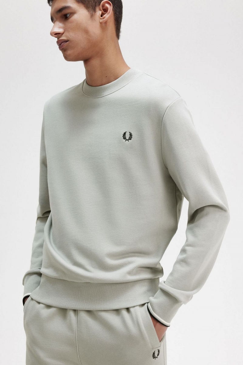 Fred Perry Crew Neck Men's Sweatshirts Grey | YDXNZ0146