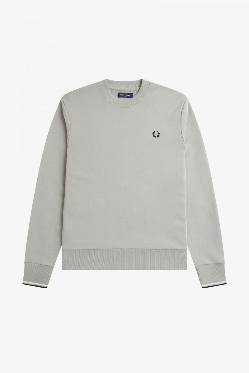 Fred Perry Crew Neck Men's Sweatshirts Grey | YDXNZ0146