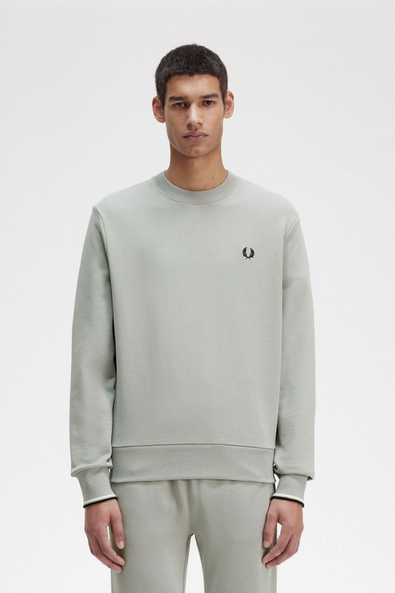 Fred Perry Crew Neck Men\'s Sweatshirts Grey | YDXNZ0146