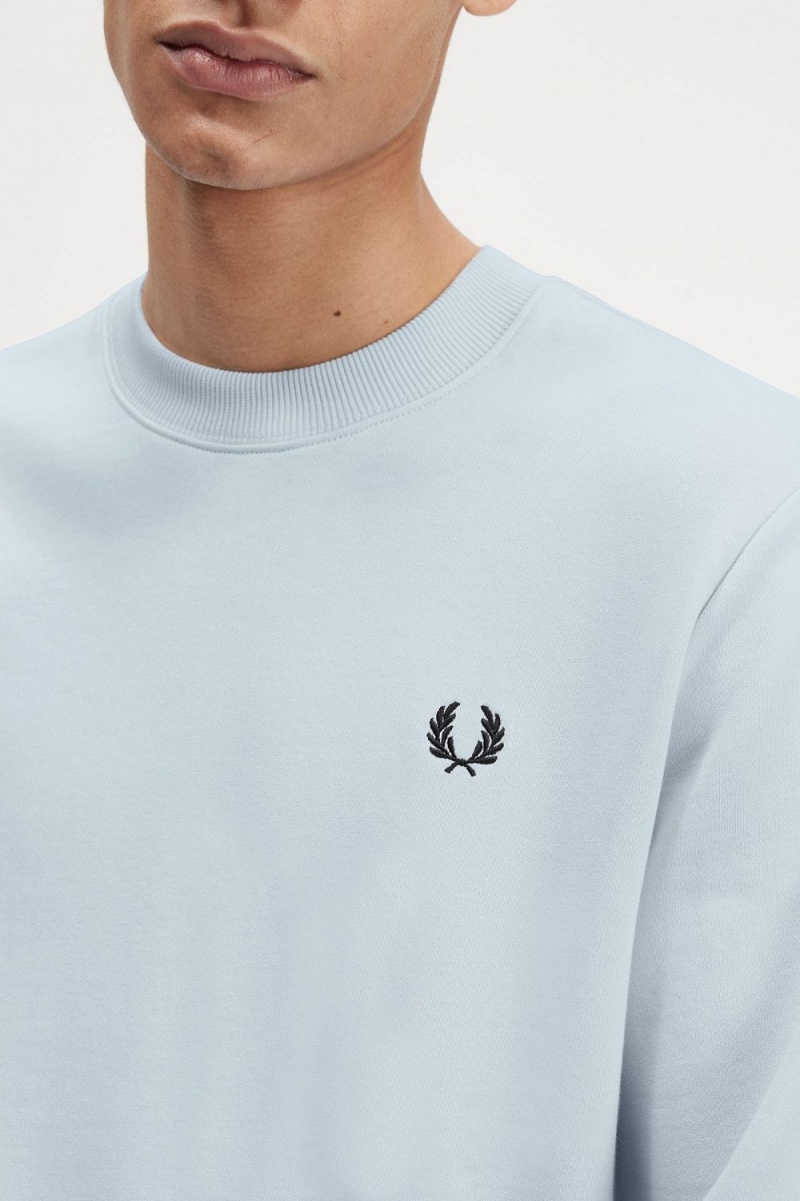 Fred Perry Crew Neck Men's Sweatshirts Light Aqua | BRTEU9560