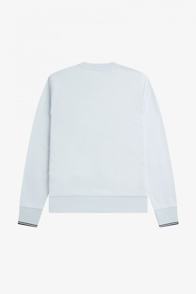 Fred Perry Crew Neck Men's Sweatshirts Light Aqua | BRTEU9560