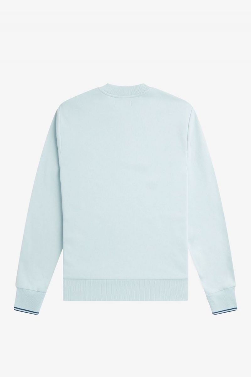 Fred Perry Crew Neck Men's Sweatshirts Light Aqua Midnight Blue | EANKS3859