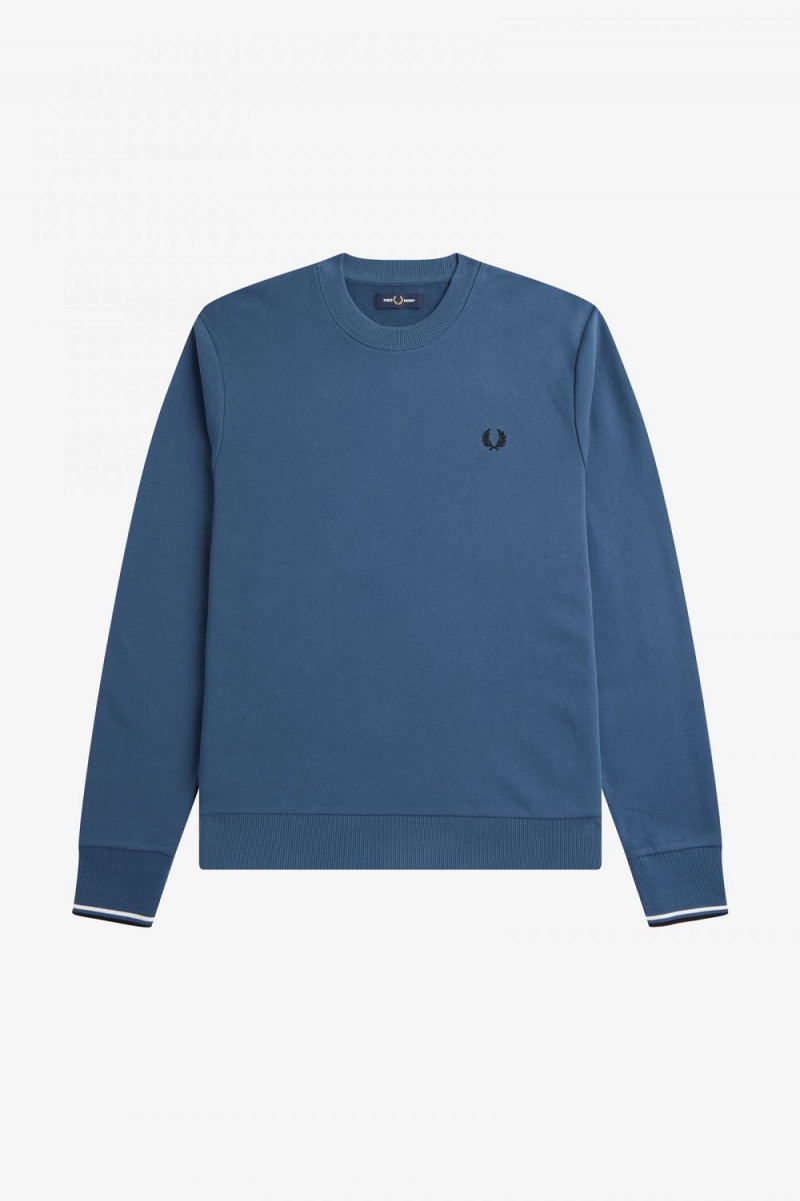 Fred Perry Crew Neck Men's Sweatshirts Midnight Blue | MOHYB3084