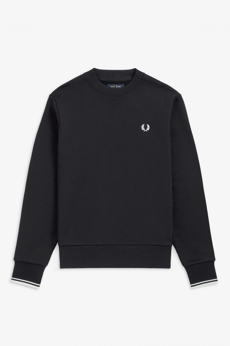 Fred Perry Crew Neck Men's Sweatshirts Navy | NXGDY1497