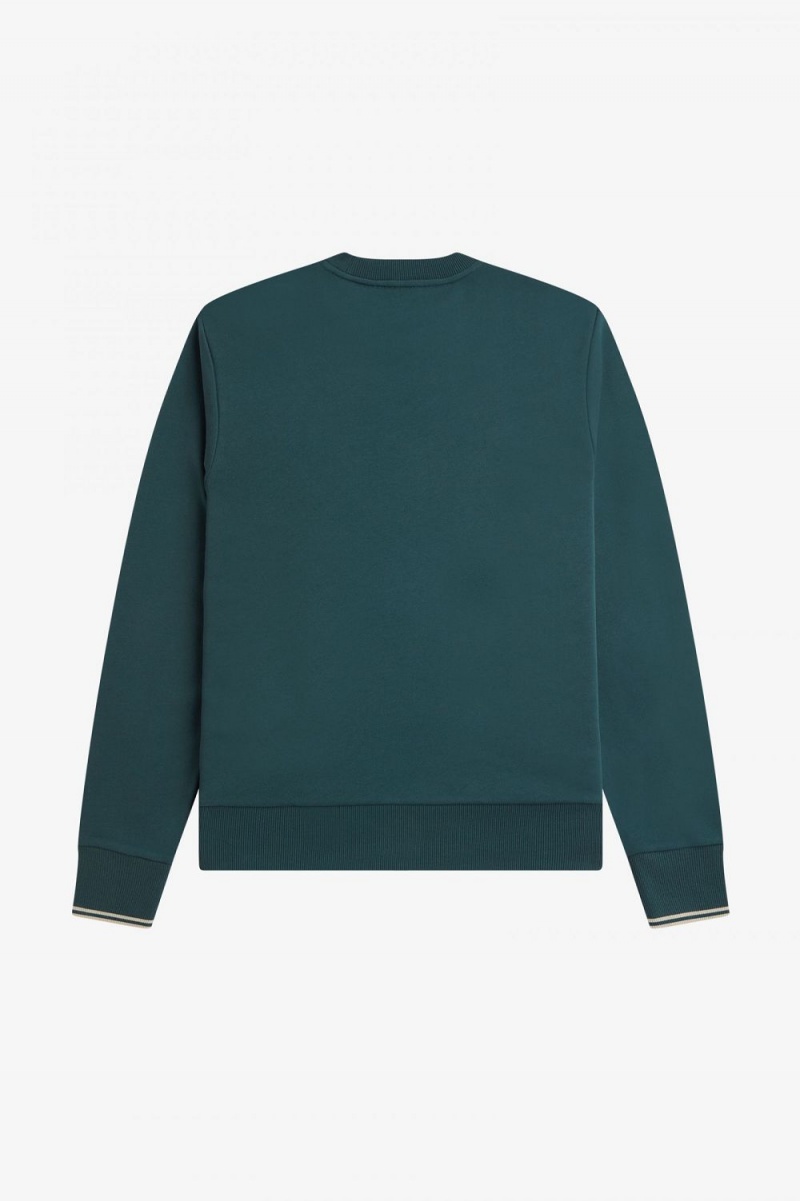 Fred Perry Crew Neck Men's Sweatshirts Petrol Blue | GJZDA4710