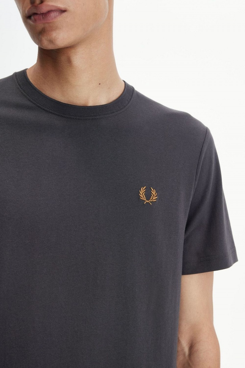 Fred Perry Crew Neck Men's T-Shirt Anchor Grey Dark Coffee | QZWRM5604