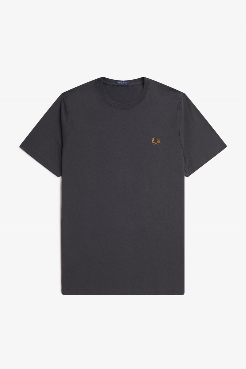 Fred Perry Crew Neck Men's T-Shirt Anchor Grey Dark Coffee | QZWRM5604