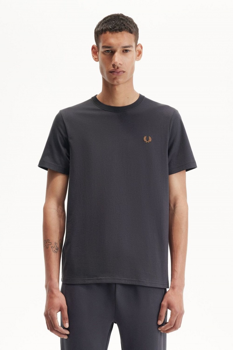 Fred Perry Crew Neck Men\'s T-Shirt Anchor Grey Dark Coffee | QZWRM5604