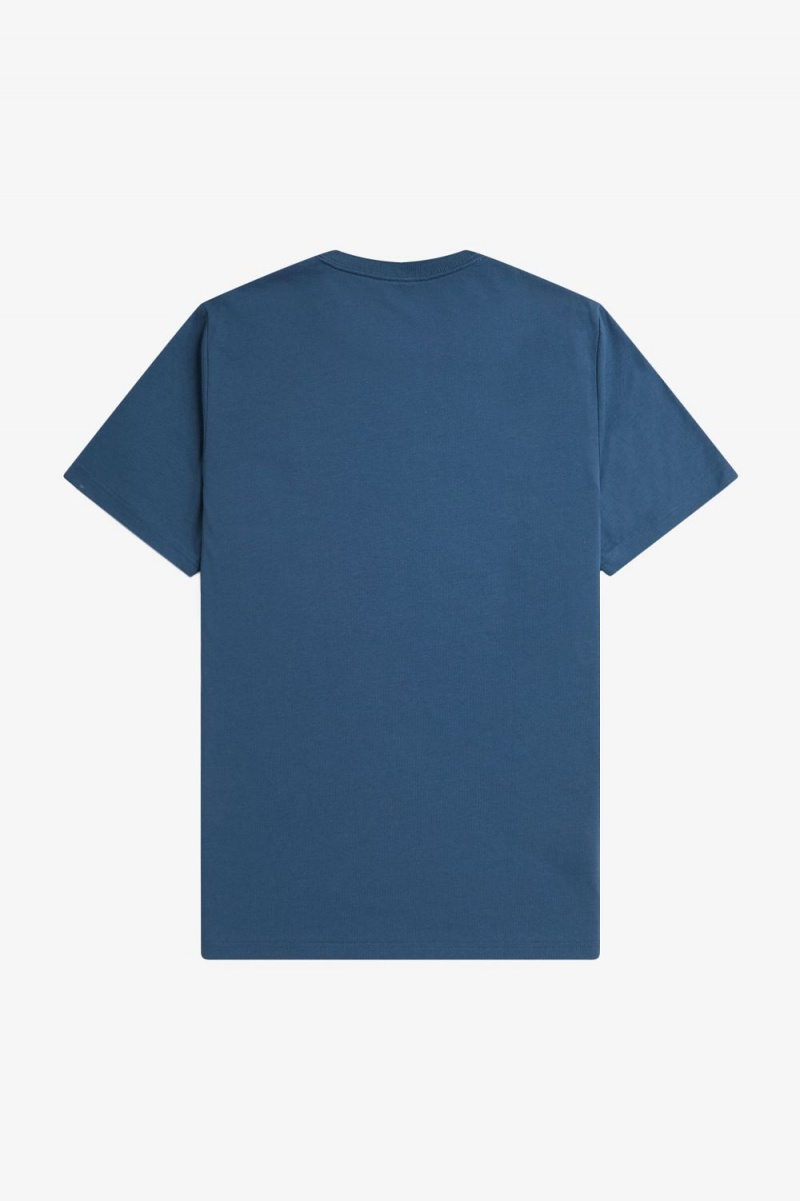 Fred Perry Crew Neck Men's T-Shirt Midnight Blue Light Aqua | OQRTE2809