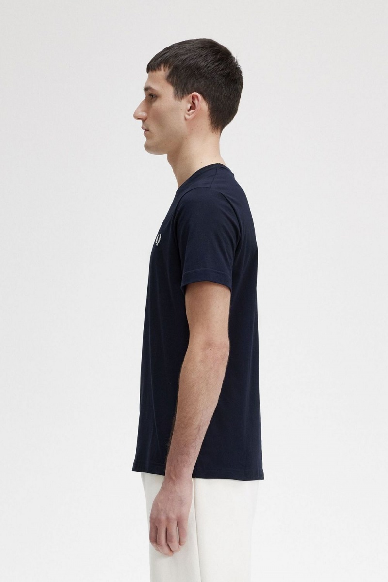 Fred Perry Crew Neck Men's T-Shirt Navy | VYAJG3164