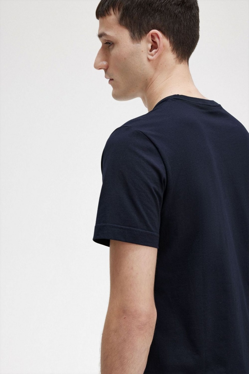 Fred Perry Crew Neck Men's T-Shirt Navy | VYAJG3164