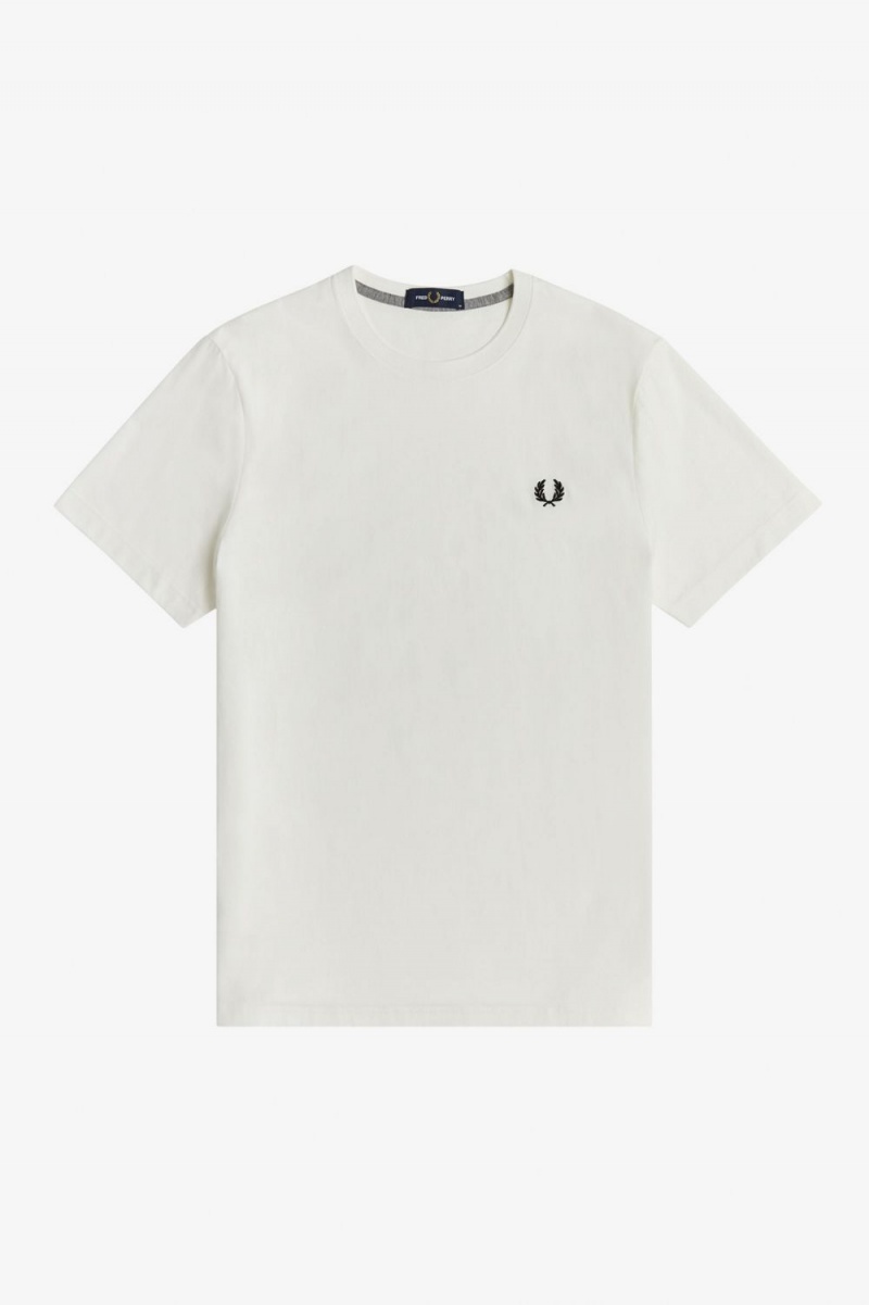 Fred Perry Crew Neck Men's T-Shirt Snow White | ERHWV4658