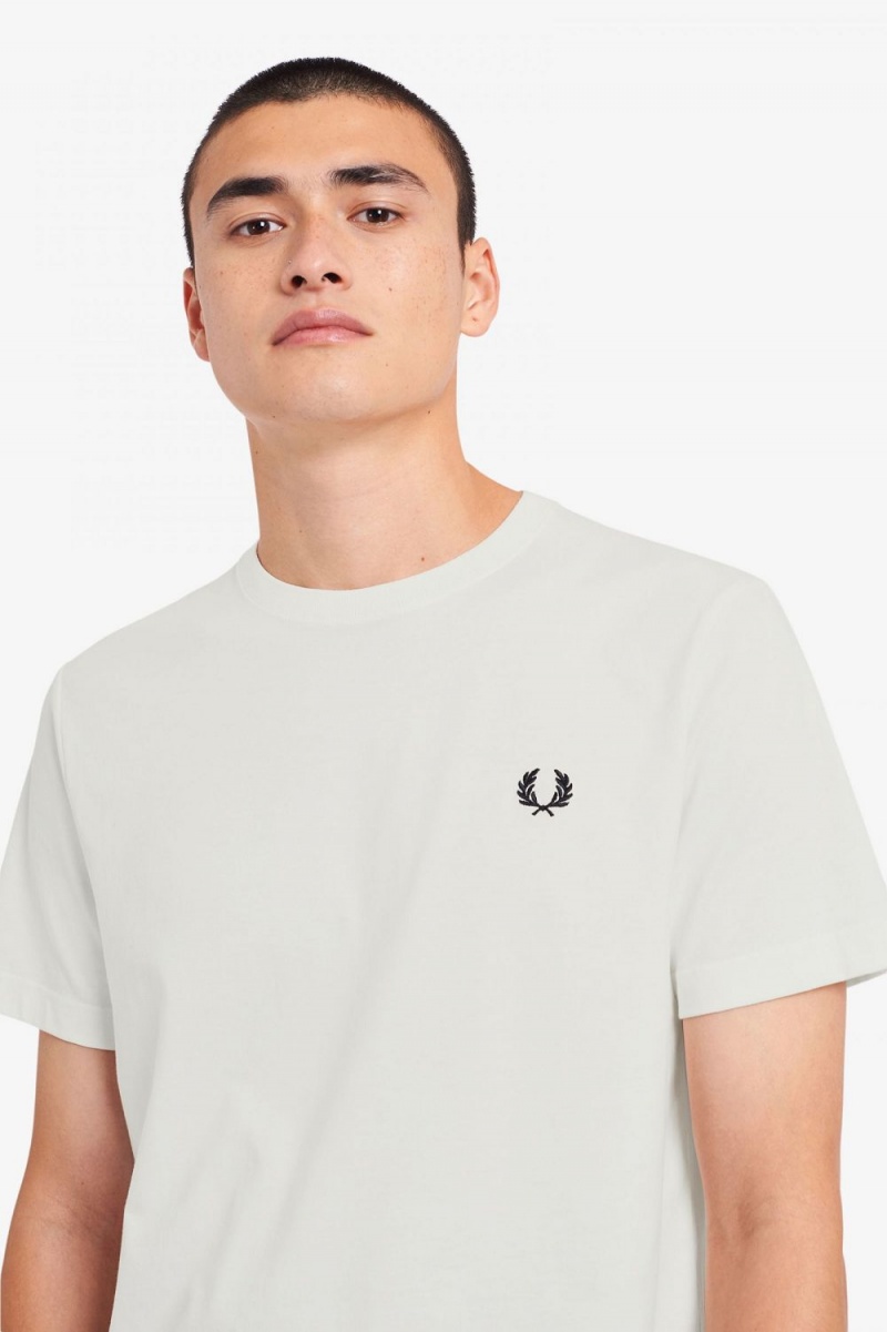 Fred Perry Crew Neck Men's T-Shirt Snow White | ERHWV4658