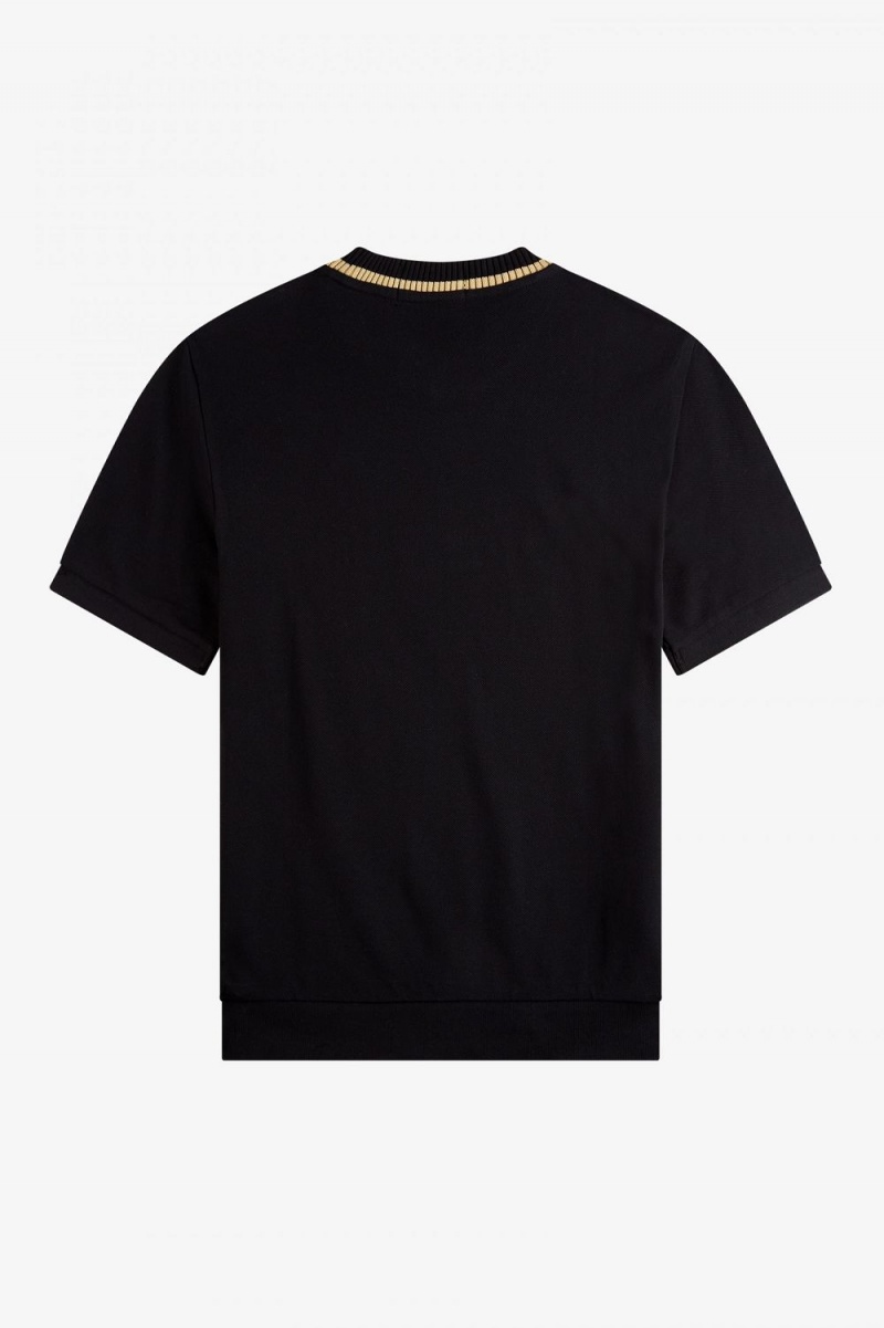 Fred Perry Crew Neck Piqué Men's T-Shirt Black | JEIMS0853