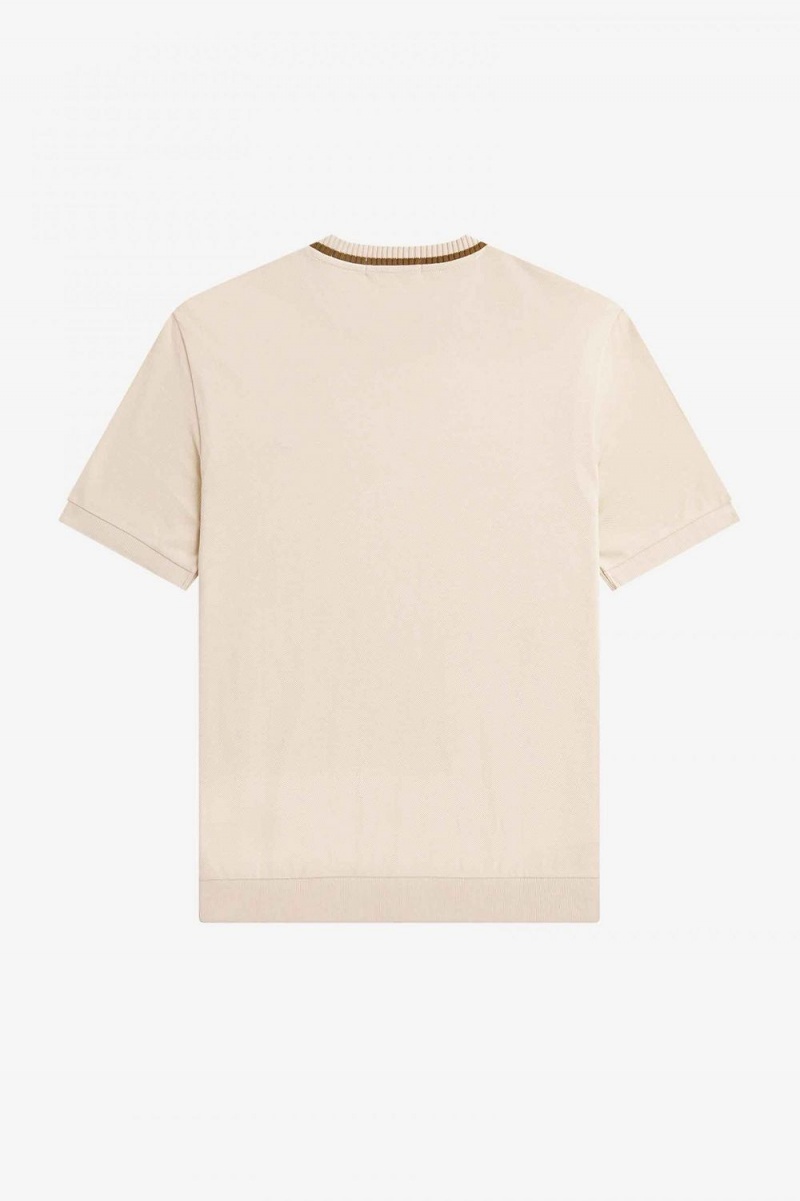 Fred Perry Crew Neck Piqué Men's T-Shirt Oatmeal | LFINK7468