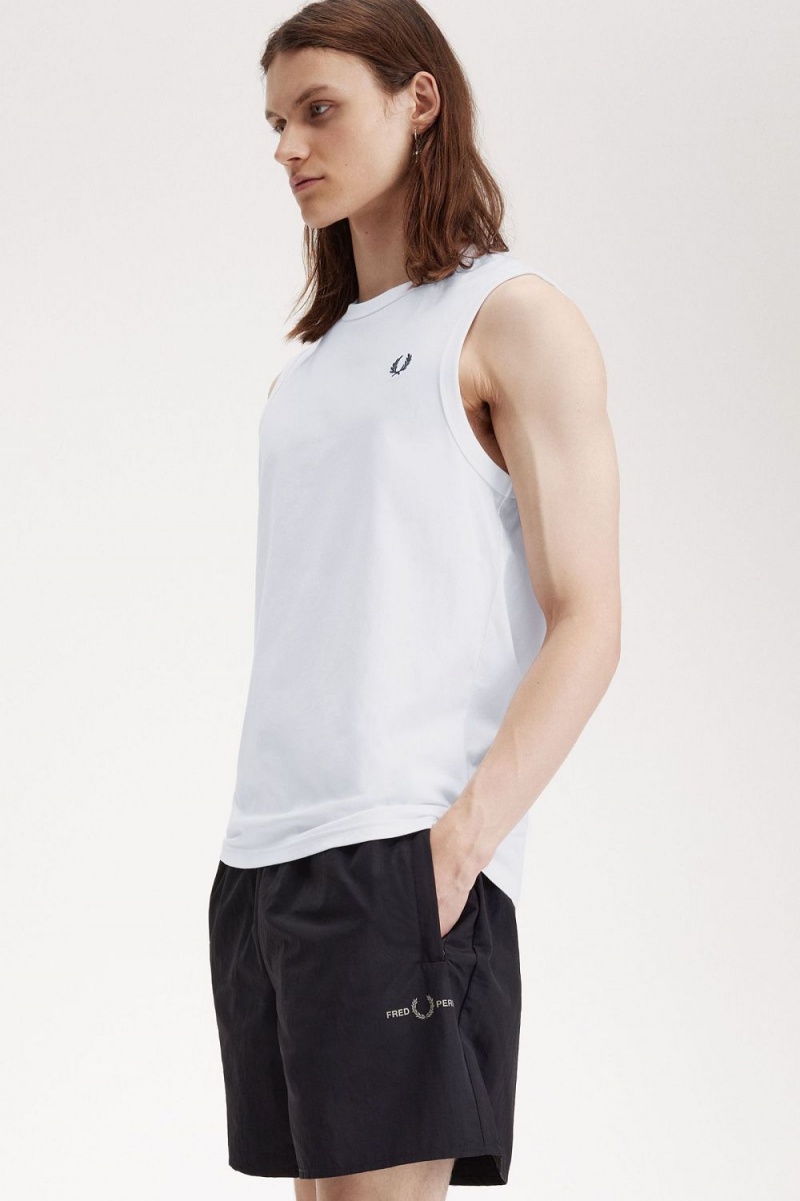 Fred Perry Crew Neck Vest Men's T-Shirt White | LGWRS0529