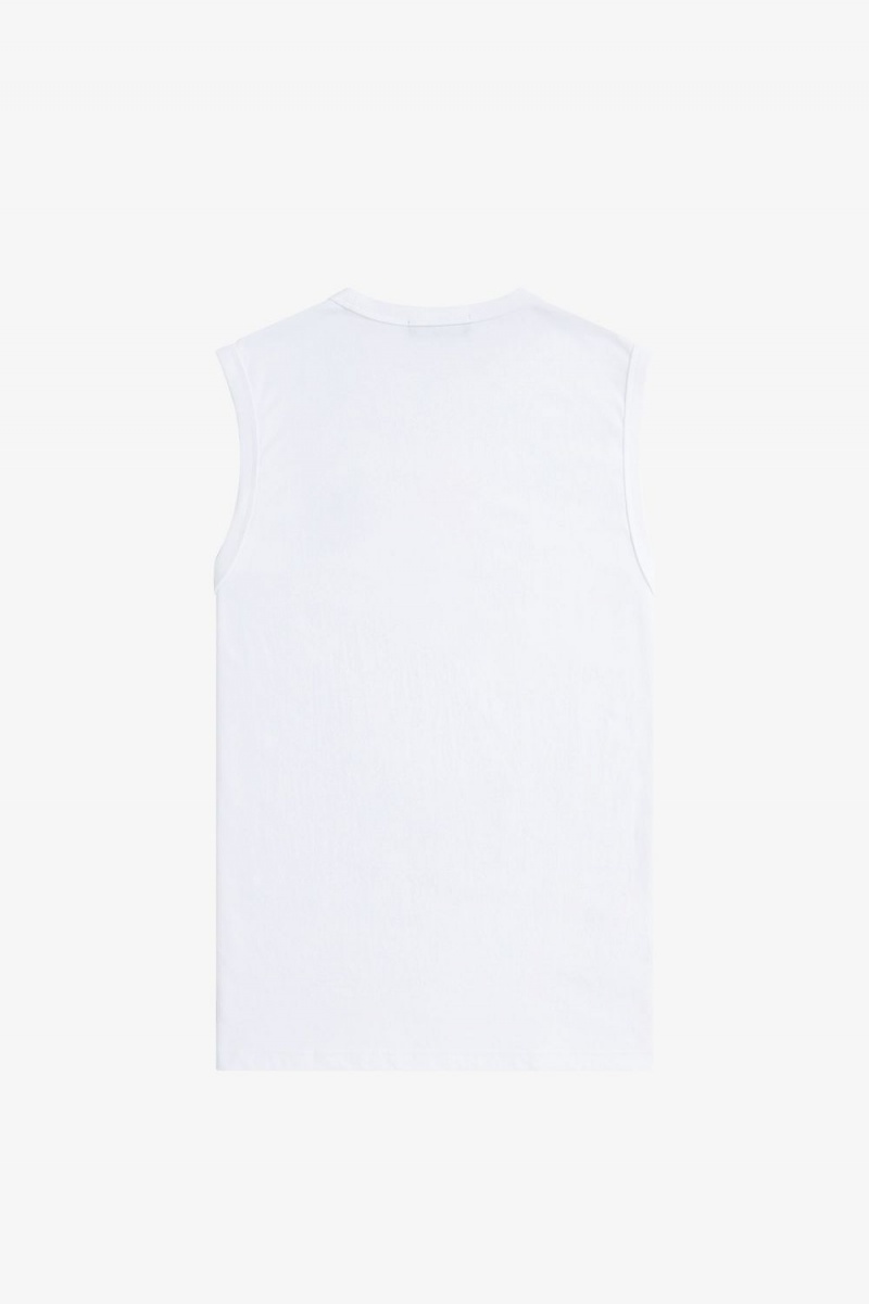 Fred Perry Crew Neck Vest Men's T-Shirt White | LGWRS0529