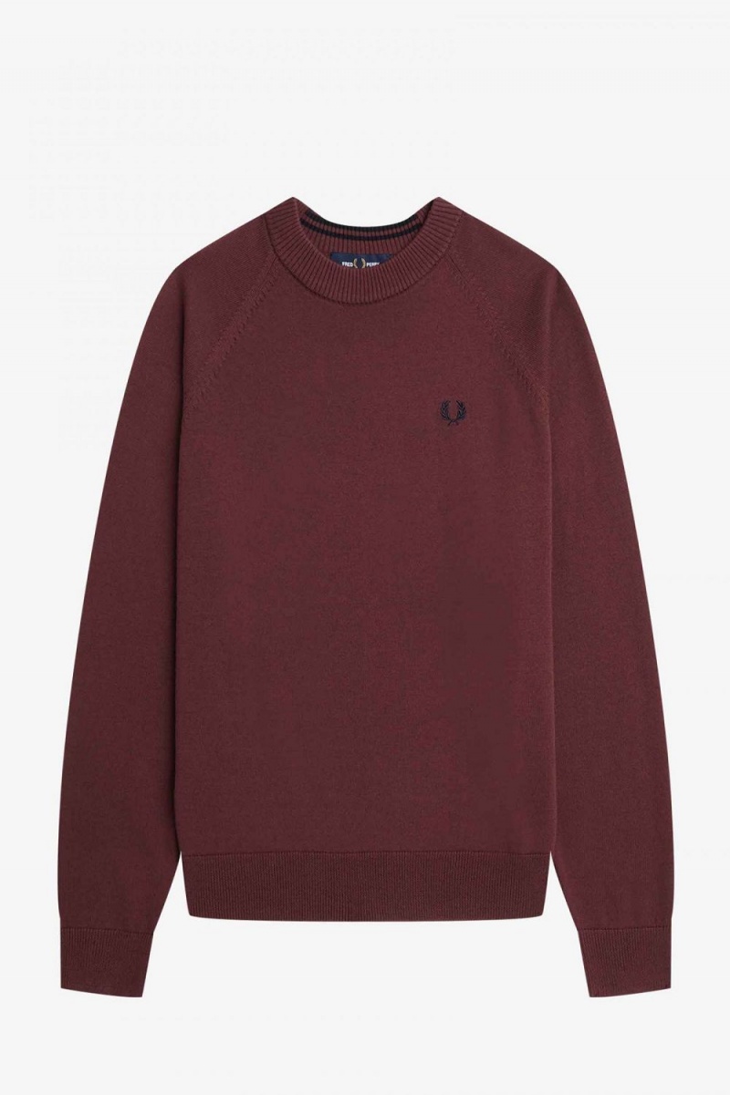 Fred Perry Crew Neck Women's Jumper Oxblood | HVJMA2038