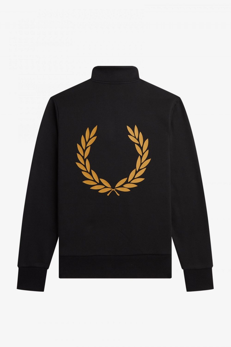 Fred Perry Double Graphic Half Zip Men's Sweatshirts Black | ZUOBY5624