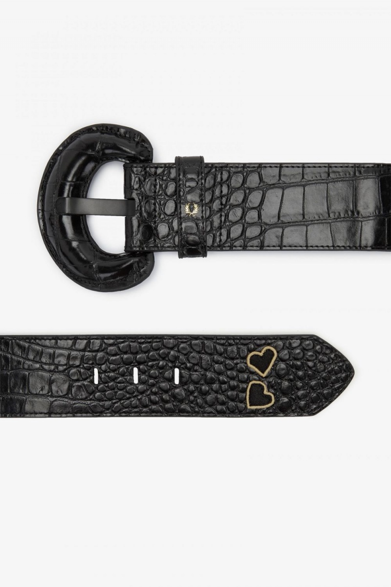 Fred Perry Elasticated Leather Women's Belts Black | STHBZ9078