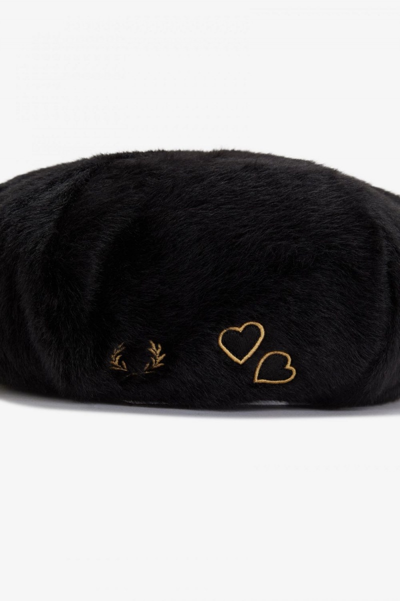 Fred Perry Embroidered Beret Women's Hats Black | ALNWZ4931