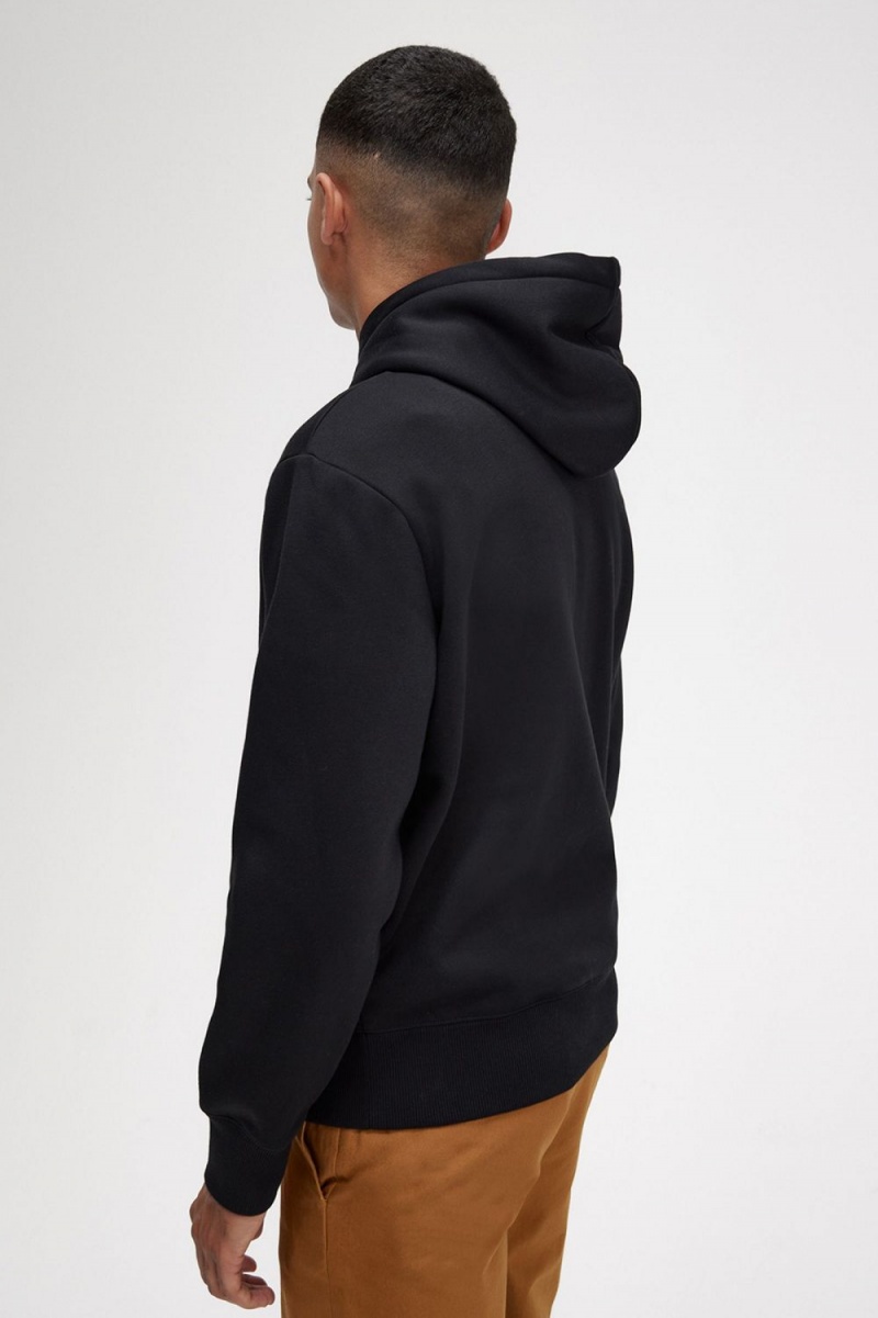 Fred Perry Embroidered Hooded Men's Sweatshirts Black | JLIDX3701