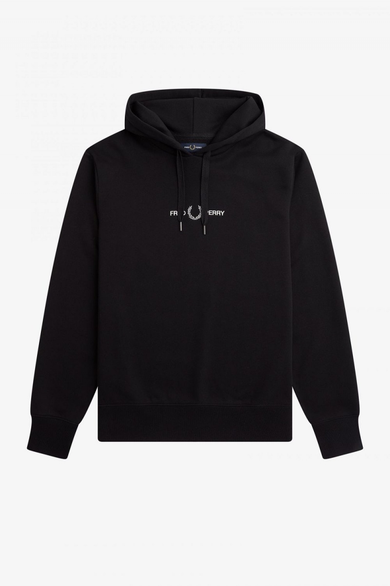 Fred Perry Embroidered Hooded Men's Sweatshirts Black | JLIDX3701